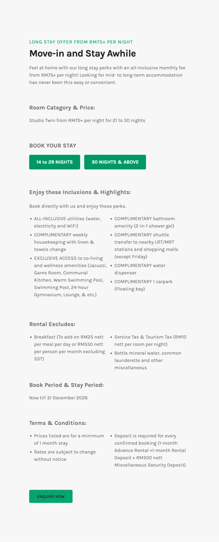 Komune Living & Wellness Cheras 原页价格及条件